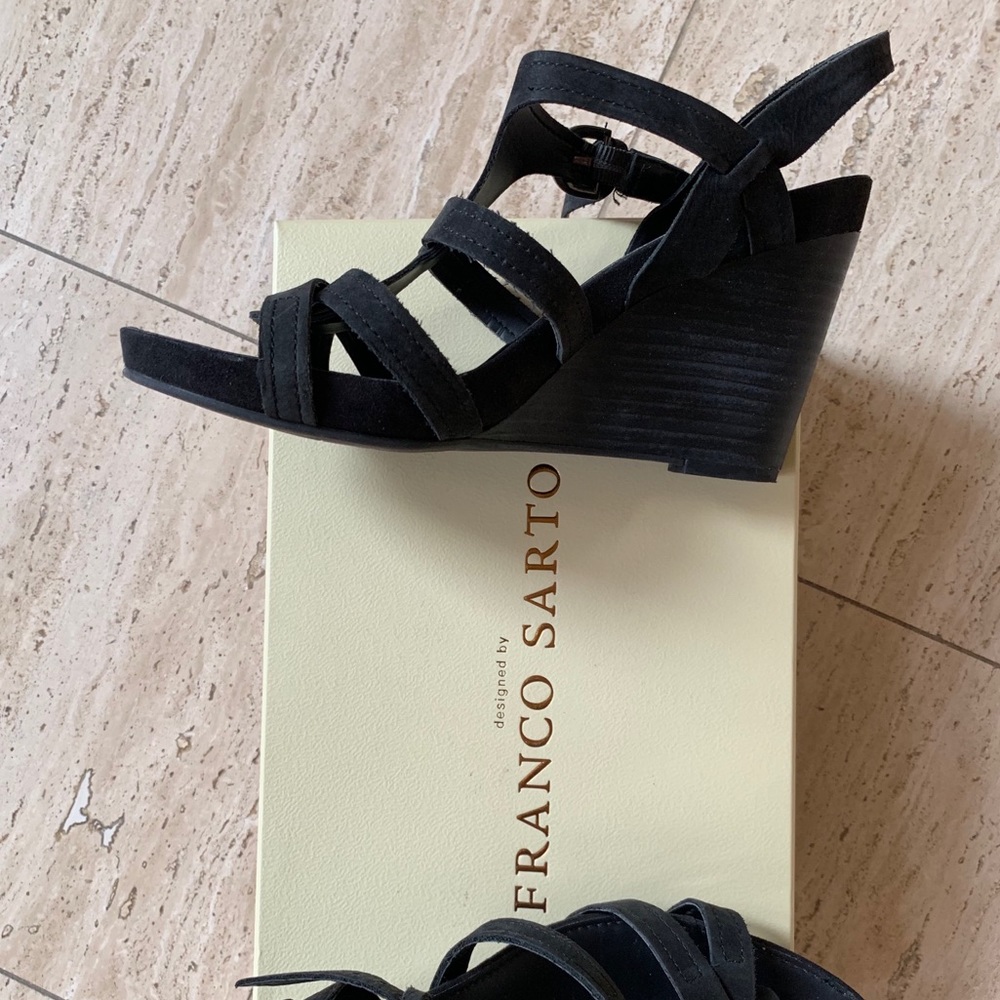 Franco Sarto black wedges